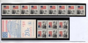 USA 1981 SG1924 Flag Over Court building coil strip 9, block of 6 & booklet