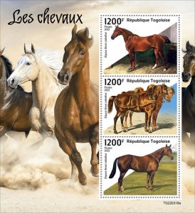 TOGO - 2022 - Horses - Perf 3v Sheet  - Mint Never Hinged