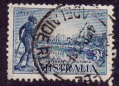 Australia-Sc#143-used 3p blue Tribesman -1934-