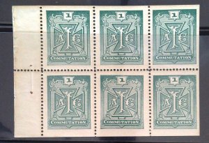 Scott #2T1-2T4 - Telegraph Stamps - Pane of 6 - Set - HR OG - 1888
