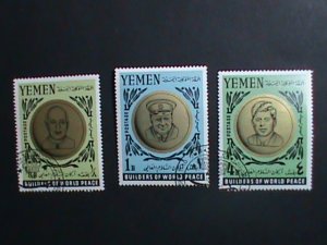 Yemen Stamp: Builders of World Peace used Stamp set- Rare- very hard to find