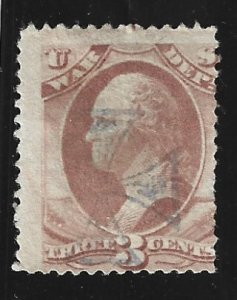 U.S. Scott #O85 Used 3c Official War stamp   2019 CV $5.00