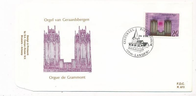 D163558 Belgium FDC P.872 Church Organ Geraardsbergen Landen