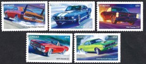 United States #4743-48 Forever (46¢) Muscle Cars (2013). Five singles. MNH