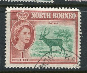 NORTH BORNEO; 1961 early QEII Pictorial issue fine used 1c. value