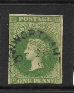 SOUTH AUSTRALIA 1856-58  1d   DEEP YELLOW GREEN  QV   FU   SG 5