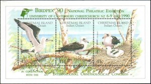 Christmas Island #274e, Complete Set Souvenir Sheet, 1990, Birds, Never Hinged