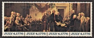 US 1691-1694 MNH VF 13 Cent Declaration of Independance Block of 4