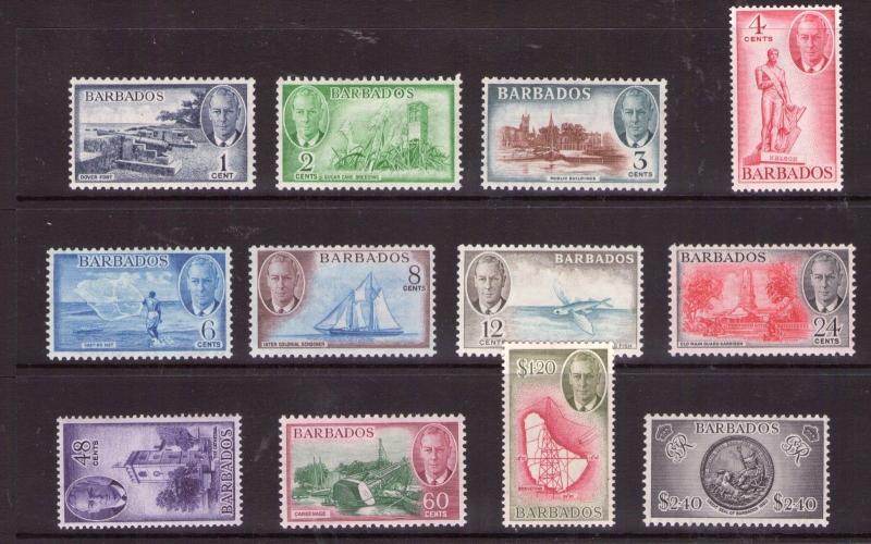 BARBADOS 1950 GEORGE VI set lightly hinged.