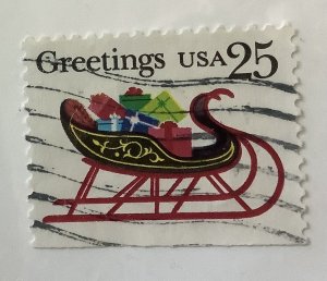 USA 1989  Scott  2429 used, booklet stamp - 25c, Christmas