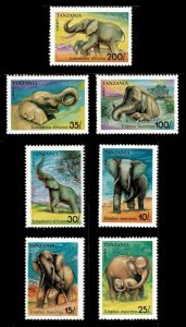 Tanzania 1991 - African Elephants - Set of 7 Stamps - Scott #792-98 - MNH