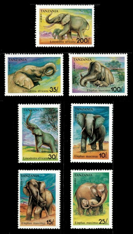 Tanzania 1991 - African Elephants - Set of 7v - Scott 792-98 - MNH 