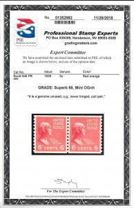 846 Mint,OG,NH Pair.. PSE Graded Supbeb 98.. SMQ $150.00.. Only 3 Graded Higher