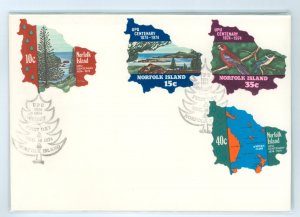 Norfolk Island 181-184 1974 Universal Postal Union (UPU) Centenary, set of four on an unaddressed, uncachete FDC