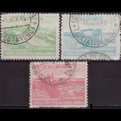 COLOMBIA 1945 - Scott# 524-6 Airmail Service Set of 3 Used