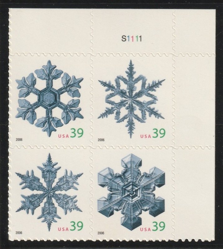4104a,4101-04 Snowflakes PB of 4 MNH $1 Shipping