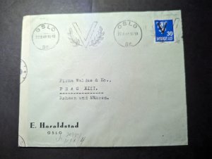 1941 Norway Cover Oslo to Prague XIII Czechoslovakia E Haraldstad Waldes and Co