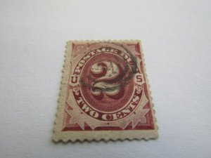 US Stamps, Scott #J2 Used 1879 2c Brown Postage Due, sale as is, no warranty,