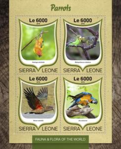 SIERRA LEONE 2016 SHEET PARROTS BIRDS srl16814a