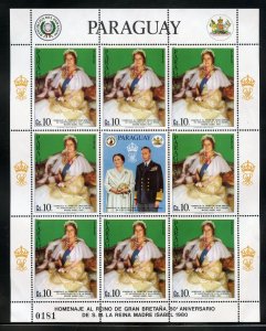 PARAGUAY 90th BIRTHDAY OF THE QUEEN MOTHER SHEET MINT NEVER HINGED