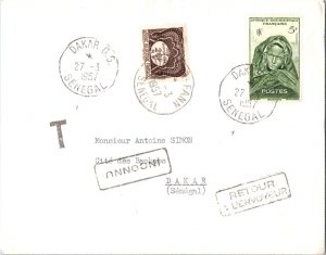 French West Africa 5F Woman of Mauritania 1957 Dakar G.S., Senegal Local use....