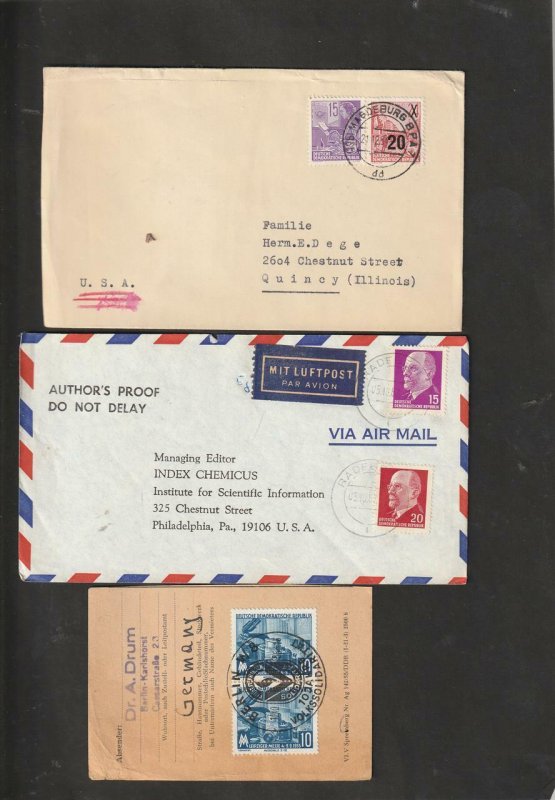 Germany / East Germany DDR Collection of 7 Postal History Covers 1950's 1960's