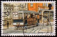 Isle of Man SG#370 Used - 1988 13p.  - Railway, Trams