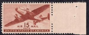 C28 15 cents Transport Plane Stamp M OG NH EGRADED XF 89 XXF
