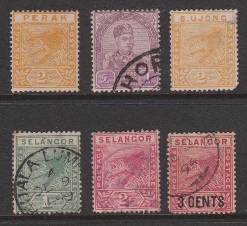 Malay States x 6 Used/Mint