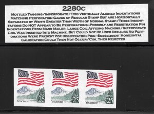 IMPERFORATE ERROR Coil Pair Scott #2280c--Mottled Tag, Registration Pin Indents