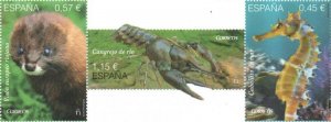 Spain Espagne Spanien 2016 Rare fauna set of 3 stamps in strip MNH