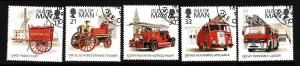 Isle of Man-Sc#477-81-used set-Fire Engines-1991-