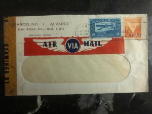 1943 Habana Cuba Airmail Censored Window cover