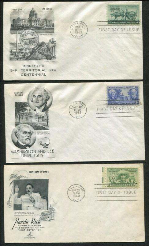 1949 United States Commemoratives First Day Cover Set - Stamps #981-986