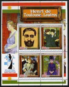 IRAQI KURDISTAN -2005-Chess, T-Lautrec Paintings-Perf 4v Sheet-Mint Never Hinged