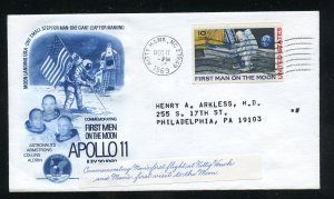 US C76 10c Air Mail First Flight anniv. & Moon Landing Addr Fleetwood cachet cvr