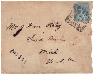 BRITISH COVER Sc.# 114 1887 DATED 9/10/1898 - FINNSBURY PARK TO MICH, USA