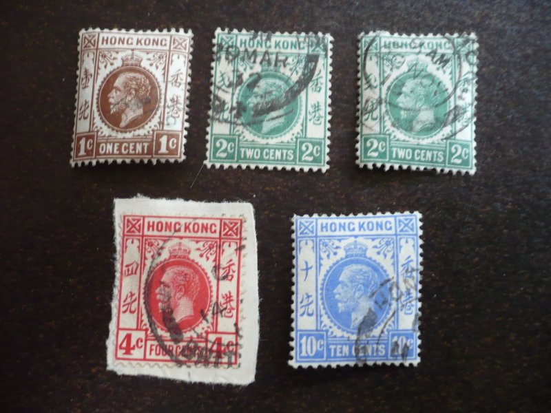 Stamps - Hong Kong - Scott# 109-111,114 - Used 5 Stamps
