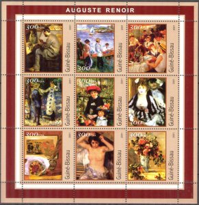 Guinea Bissau 2001 Art Paintings Pierre Auguste Renoir Sheet MNH