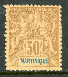 Martinique 1892 French Colony 30¢ Brown Navigation & Commerce Sc #45 Mint E117