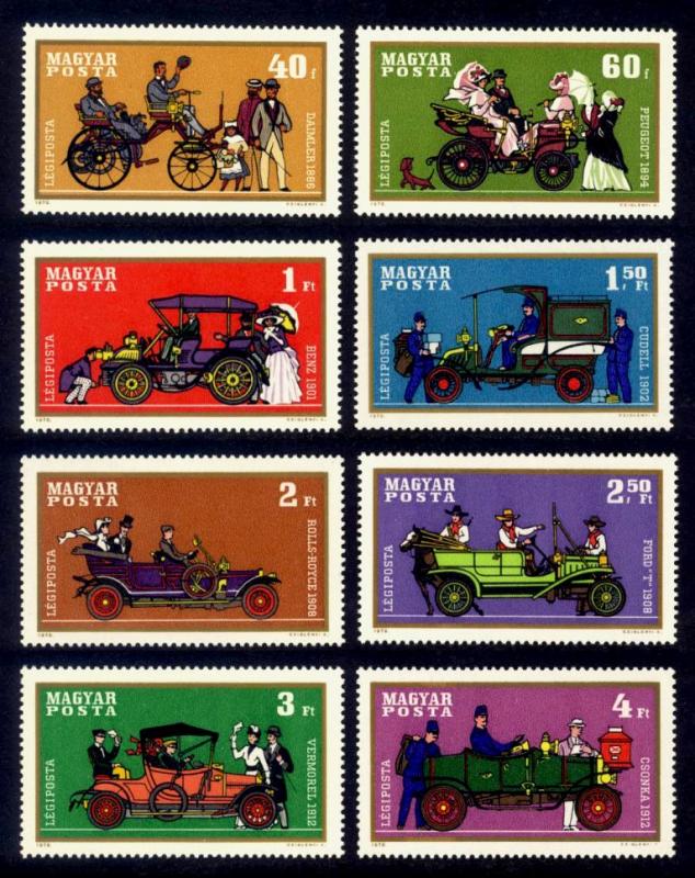 Hungary Sc# C296-303 MNH Antique Automobiles