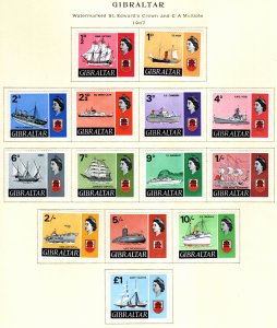 Gibraltar Scott 186-199  MH*  Complete 1967 Ship set does not include album page