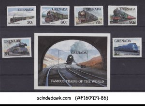 GRENADA - 1982 FAMOUS TRAINS OF THE WORLD SET OF 6-STAMPS & 1-M/S MNH