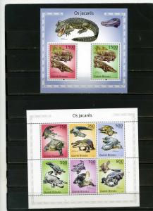 GUINEA BISSAU 2010 FAUNA ALLIGATORS SHEET OF 6 STAMPS & S/S MNH