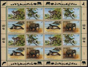 United Nations - Vienna  165a sheet MNH Ocelot, Monk Seal, Elephant, Bird