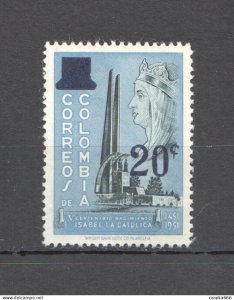 L1143 1951 Colombia Art Architecture Isabella I !!!! Overprint Mnh