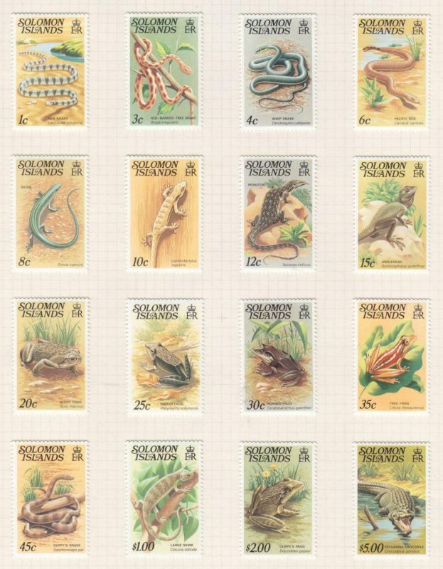 SOLOMON ISLANDS, 1979-1982 Reptiles & Amphibians set of 16, mnh.