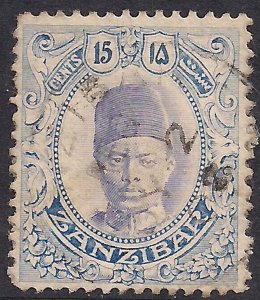 Zanzibar 1908 - 09 KEV11 15ct Ultramarine Used SG 230 ( L890 )