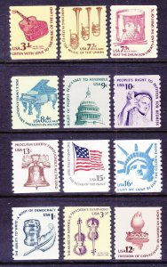 US 1613-19 & 1811-16 MNH 1975-81 AMERICANA Issue Full Coil Set of 12 Very Fine