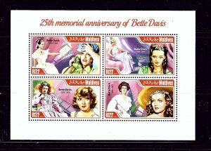 Maldive Is 3107 MNH 2014 25th Memorial Anniv of Bette Davis sheet of 4